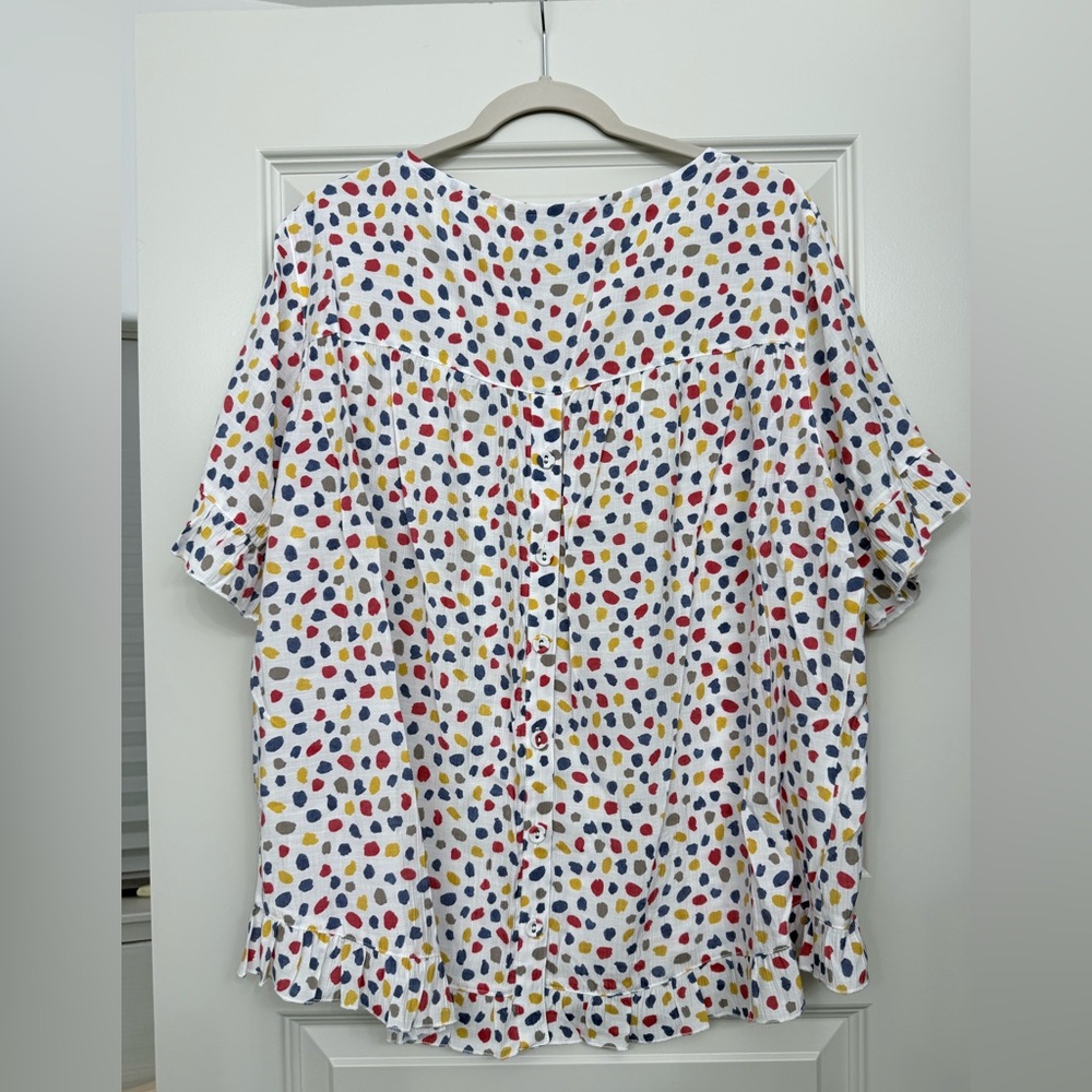 Multiples White Blouse with Colorful Dots - Picture 6 of 7